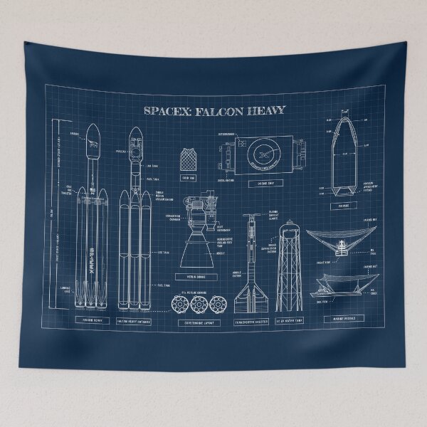 Item preview, SPACEX: Falcon Heavy (Navy Blueprint) designed and sold by BGALAXY.
