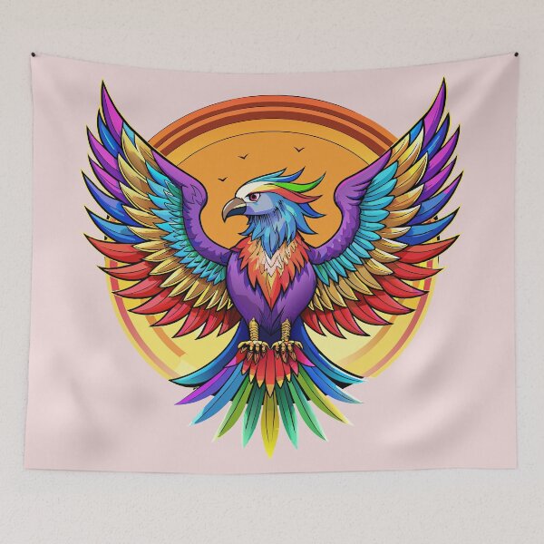 Item preview, Soaring Radiance,illustration of colorful eagle designed and sold by AgarutanPrint.