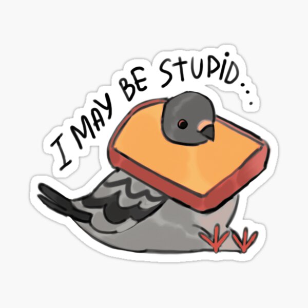 Item preview, “I may be stupid” pigeon in a bread designed and sold by AprilShragaRB.