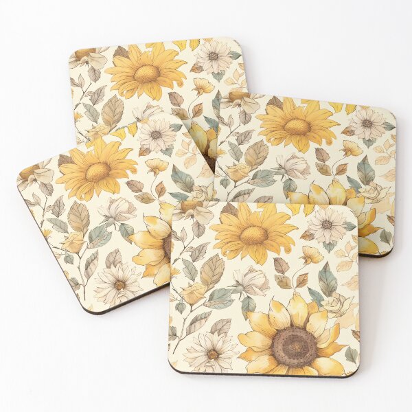 Artikelvorschau, Sonnenblume und Teerose, florales nahtloses Muster entworfen und verkauft von amortka.
