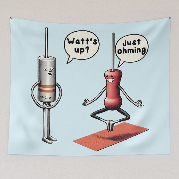 Item preview, Electric Humor: Watt's Up and Just Ohming Yoga Pun. Funny electrician gift. designed and sold by Unitepeople.