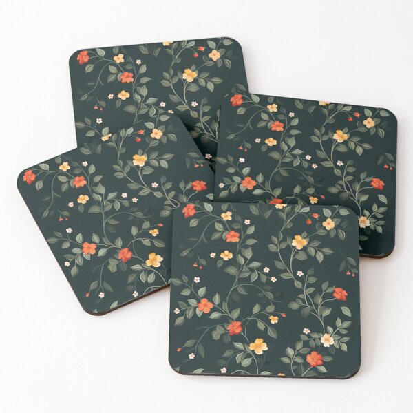 Item preview, Floral Vine Vector Art on Dark Green Background designed and sold by amortka.
