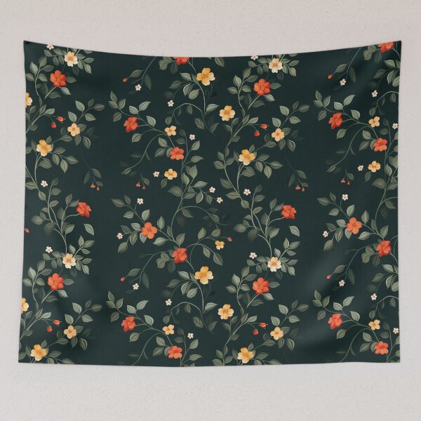 Item preview, Floral Vine Vector Art on Dark Green Background designed and sold by amortka.