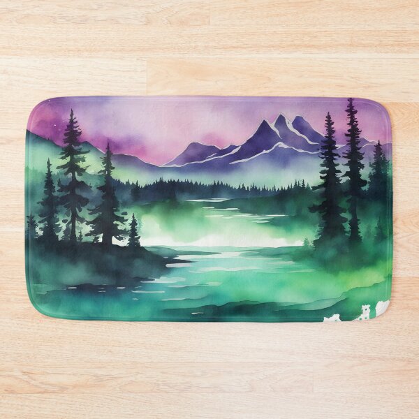 Item preview, Green and Purple Landscape in Watercolor Style designed and sold by CalmnessbyChoice.