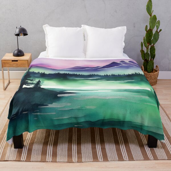 Item preview, Green and Purple Landscape in Watercolor Style designed and sold by CalmnessbyChoice.
