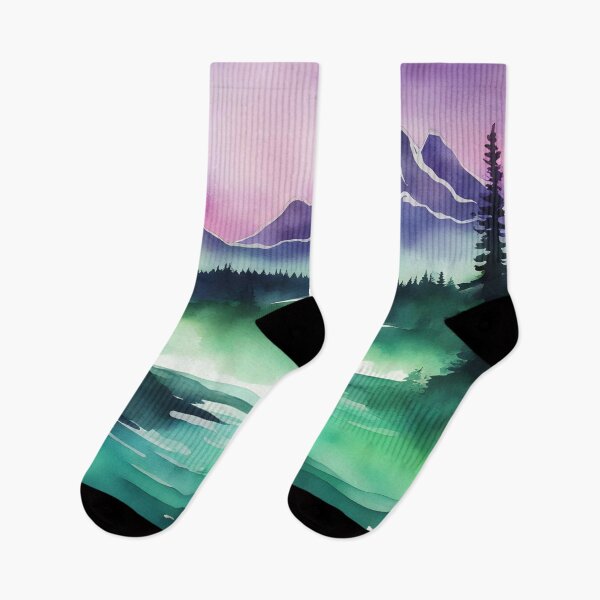 Item preview, Green and Purple Landscape in Watercolor Style designed and sold by CalmnessbyChoice.