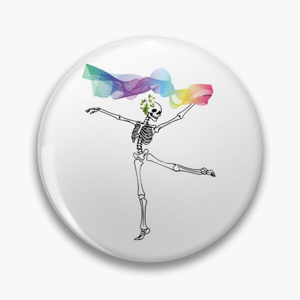 Item preview, Dancing skeleton with Rainbow Scarf, stickers and tuff designed and sold by Smallfish1274.