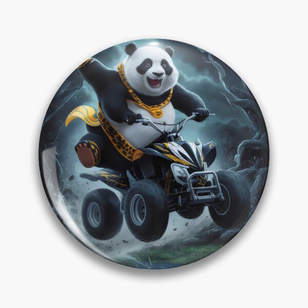 Item preview, Panda on a quad bike in flight over the river. designed and sold by MyHappyArtShop.