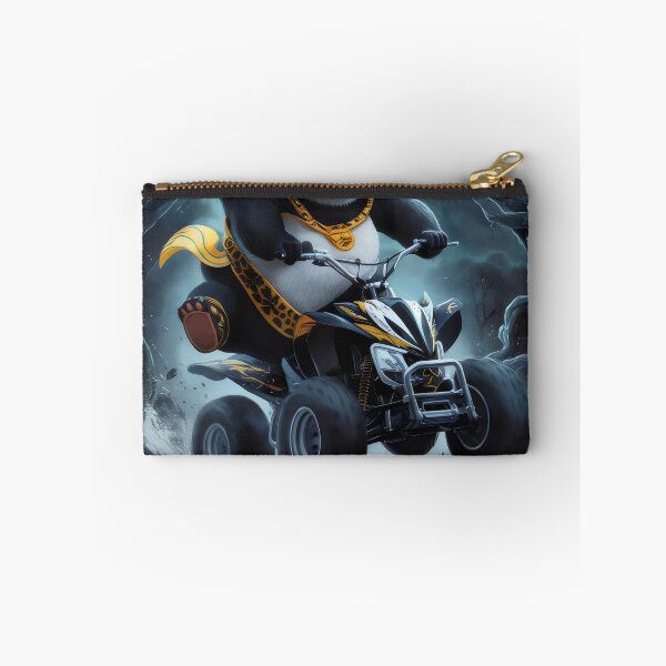 Item preview, Panda on a quad bike in flight over the river. designed and sold by MyHappyArtShop.