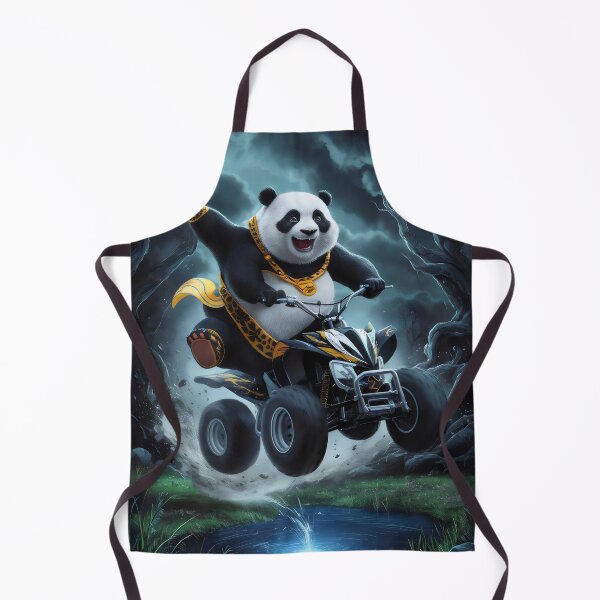 Item preview, Panda on a quad bike in flight over the river. designed and sold by MyHappyArtShop.