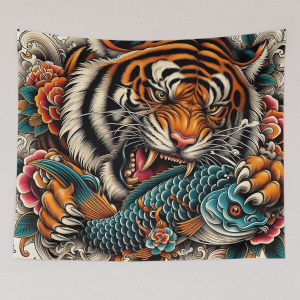 Item preview, Fierce Tiger Grasping a Koi Fish designed and sold by Vitalka-uk.