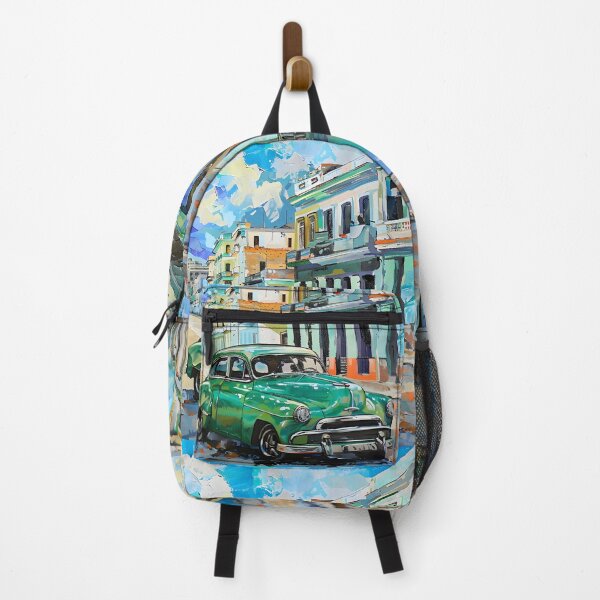 Item preview, Timeless Havana Glow - Vintage Green Car Amidst Iconic Architecture AI Generated designed and sold by OlfactoART Studio.