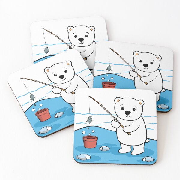 Item preview, Fluffy Polar Bear Cub Fishing in an Icy River designed and sold by omerfdln34.