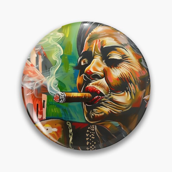 Item preview, Ensueño habanero enérgico: mujer alegre con un vibrante atuendo cubano con un cigarro clásico designed and sold by OlfactoART Studio.