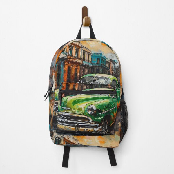 Item preview, Vintage Vibes - Classic Green Car Amidst Havana's Iconic Architecture Generative AI designed and sold by OlfactoART Studio.