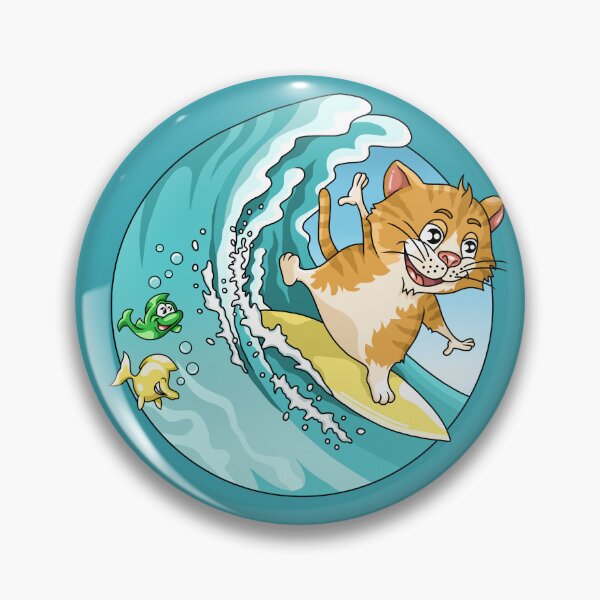 Item preview, Cute surfing cat with fishes designed and sold by ARTemyzz.