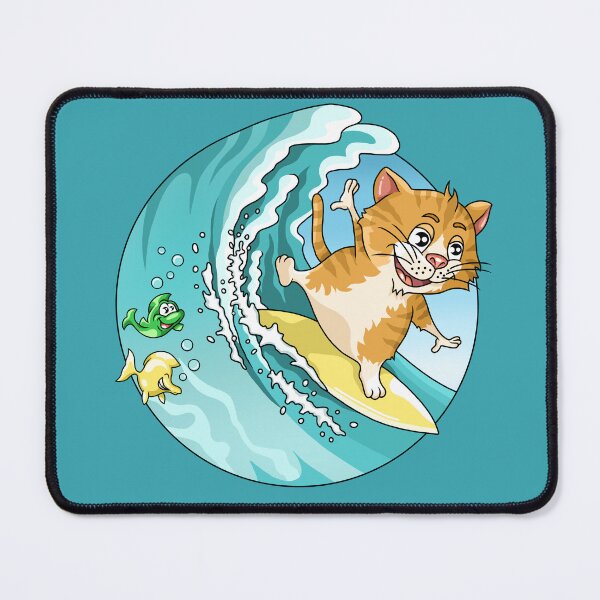 Item preview, Cute surfing cat with fishes designed and sold by ARTemyzz.