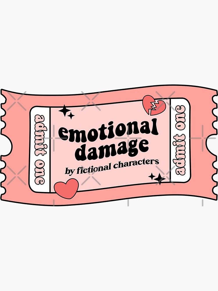 Thumbnail 3 von 3, Sticker, Emotionaler Schaden durch fiktive Charaktere Ticket Coupon Book Trope designt und verkauft von BookWishEra.