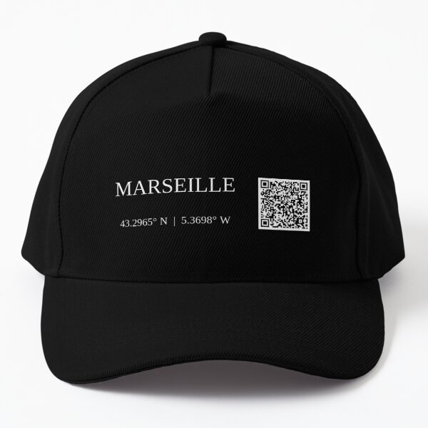 coordonnées gps de marseille france text - dark casquette de baseball