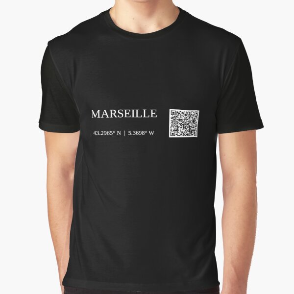 coordonnées gps de marseille france text - dark t-shirt graphique