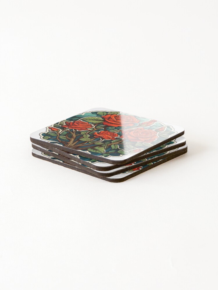 Thumbnail 4 of 5, Coasters (Set of 4), Rupturing Roses designed and sold by PyramidSchmear.