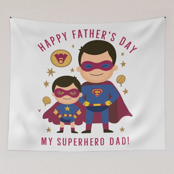 Item preview, Happy Father's Day, My Superhero Dad - Heartwarming Father and Child Art designed and sold by HahaHandlesHub.