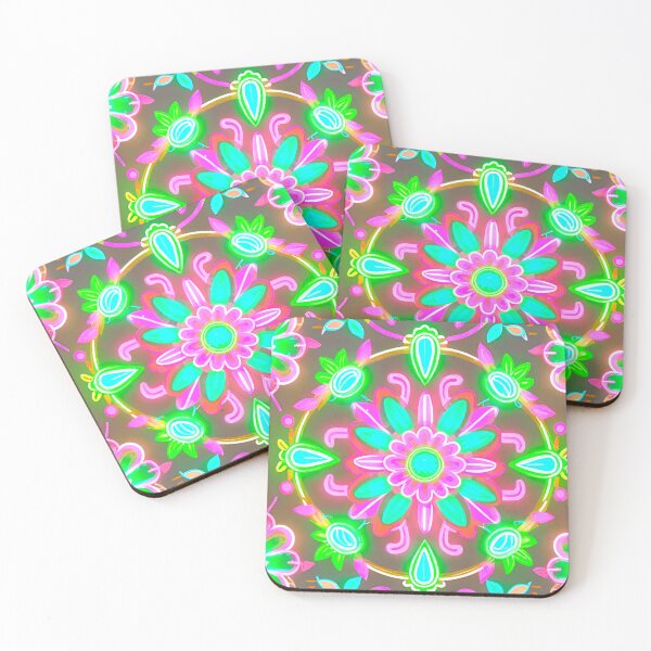 Item preview, Neon Blossom: Green Floral Neon Pattern designed and sold by GrizzlyCollective.