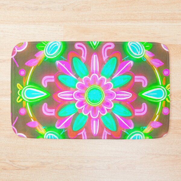 Item preview, Neon Blossom: Green Floral Neon Pattern designed and sold by GrizzlyCollective.