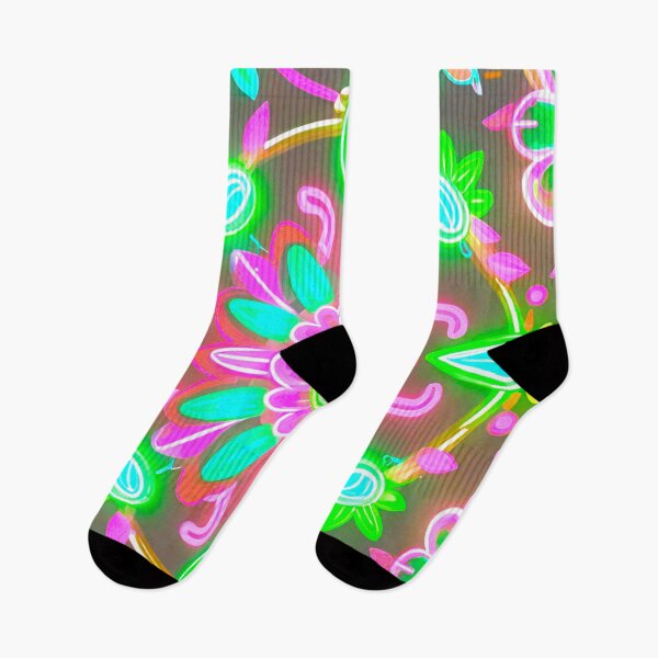 Item preview, Neon Blossom: Green Floral Neon Pattern designed and sold by GrizzlyCollective.