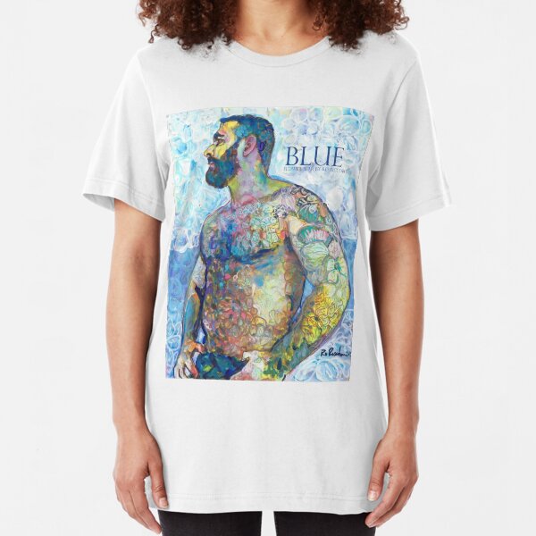Blue Flower Bear by RD Riccoboni Slim Fit T-Shirt