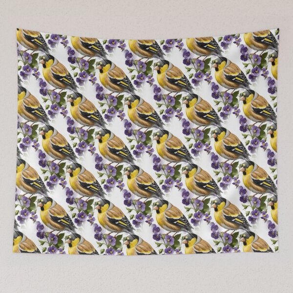 Item preview, Goldfinch Surrounded By Common Violet Flowers Pattern 2 designed and sold by taiche.