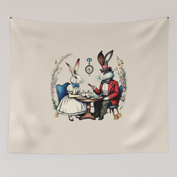 Artikelvorschau, Hasen-Teeparty im Stil von Alice im Wunderland entworfen und verkauft von Whimsy Fae Studio.