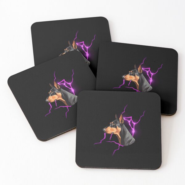 Artikelvorschau, Dobermann Amazing Dog T-Shirt Gewitter Blitz Lila entworfen und verkauft von Mypieceofspace.