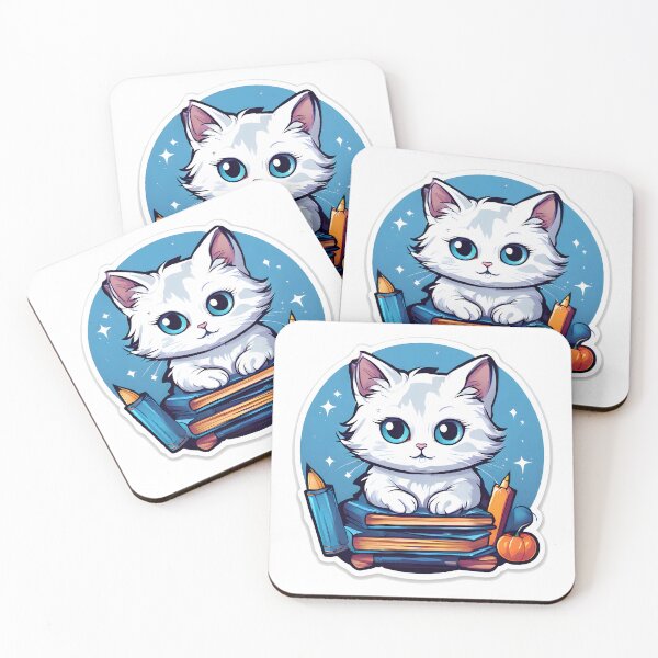Item preview, white cat engrossed in study  designed and sold by minimal-store98.