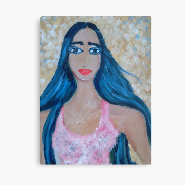 A Blue-haired Beauty Canvas Print
