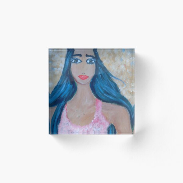 A Blue-haired Beauty Acrylic Block