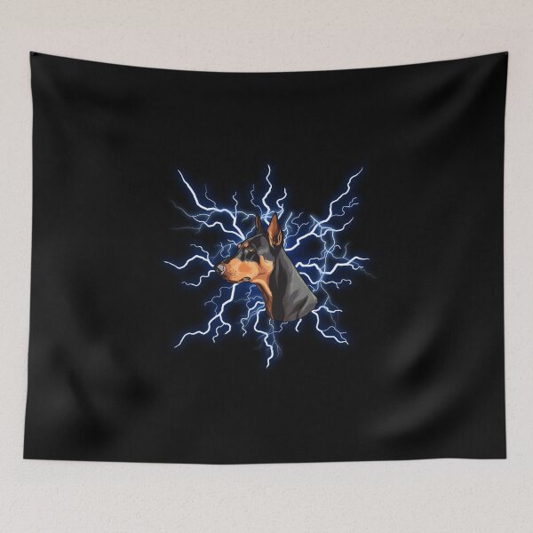 Item preview, Doberman Amazing Dog T-Shirt Thunderstorm Lightning Blue designed and sold by Mypieceofspace.