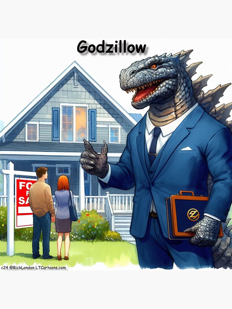 Thumbnail 3 of 3, Sticker, Monster Home Sales By Godzillow designed and sold by ltcartoons.