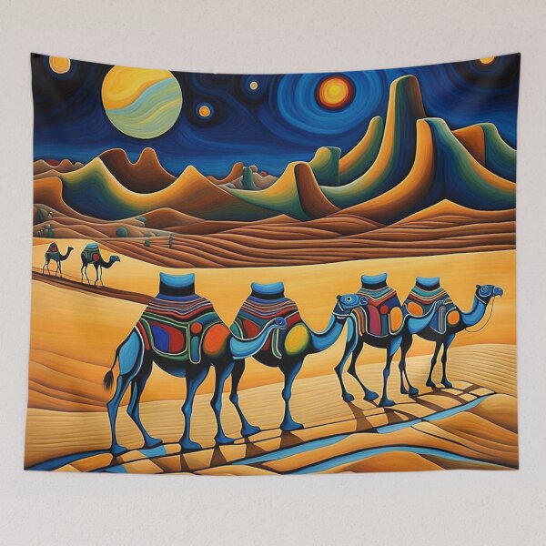 Item preview, Camel train at night designed and sold by George Hutton Hunter.