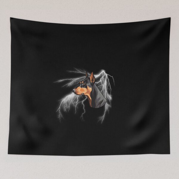 Item preview, Doberman Amazing Dog T-Shirt Thunderstorm Lightning White designed and sold by Mypieceofspace.