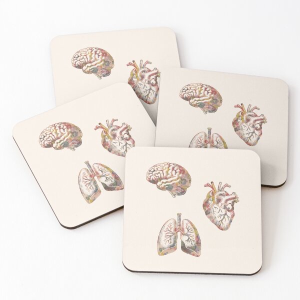 Item preview, A set of human organ, lungs, heart and brain, lung, heart, brain, anatomy, medicine, organ, medical, pulmonology, cardiology, neurology, anatomical, science, scientist designed and sold by Collagedream.