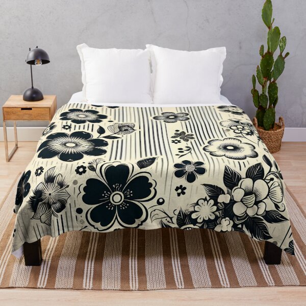 Item preview, Black and Beige Floral Pattern designed and sold by GraphicsClub.