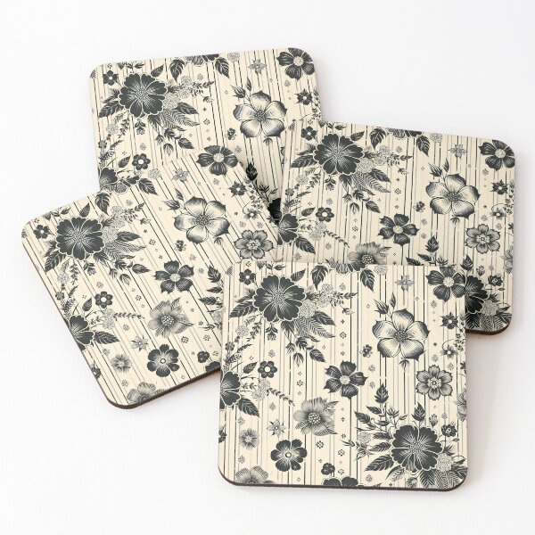 Item preview, Black and Beige Floral Pattern designed and sold by GraphicsClub.