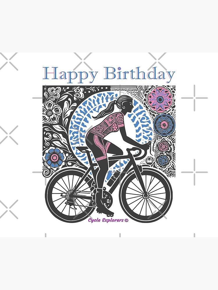 Happy Birthday Cycling Lady Happy Birthday Card For Her;bike And