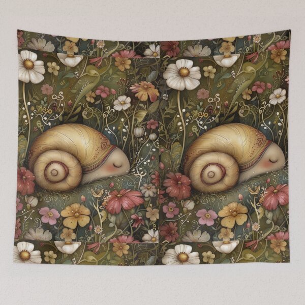 Item preview, Botanical Sleeping Snail woodland, Cottage-core Floral Throw Blanket 16 designed and sold by LLdreams.