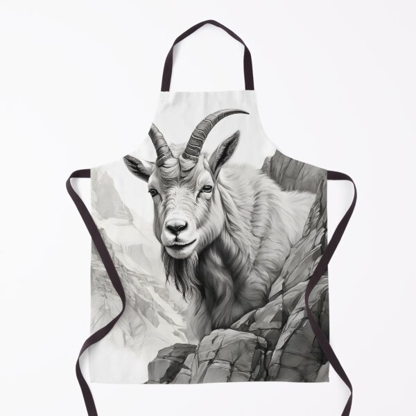 Item preview, Black and White Mountain Goat pencil drawing designed and sold by Pencil-Art.