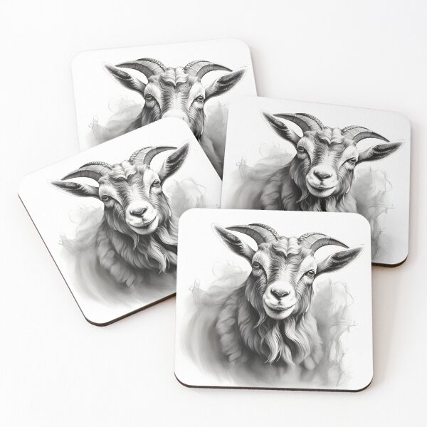 Item preview, Black and White Mountain Goat pencil drawing designed and sold by Pencil-Art.
