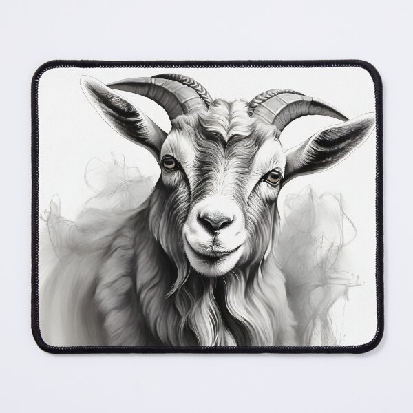 Item preview, Black and White Mountain Goat pencil drawing designed and sold by Pencil-Art.