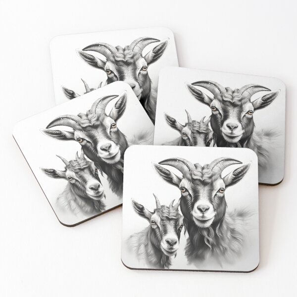 Item preview, Black and White Mountain Goat pencil drawing designed and sold by Pencil-Art.