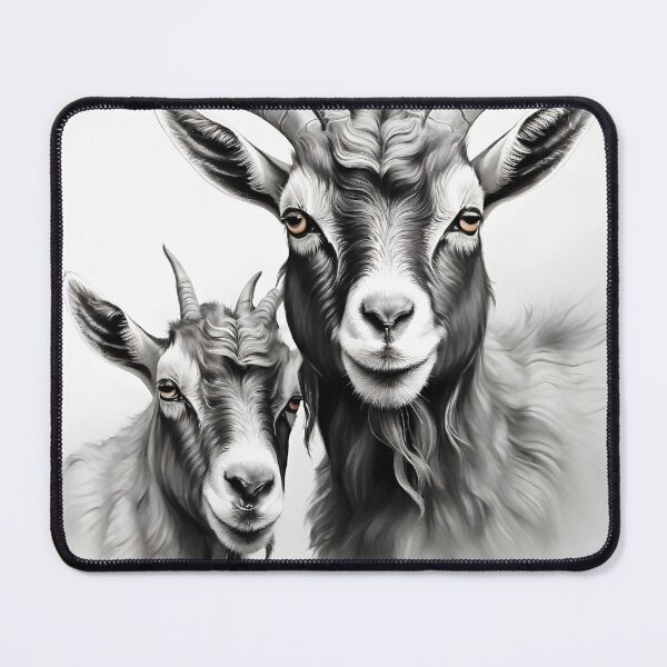 Item preview, Black and White Mountain Goat pencil drawing designed and sold by Pencil-Art.